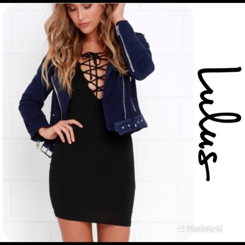 LULU’S Black Lined Bodycon Dress Sz XS NWOT!